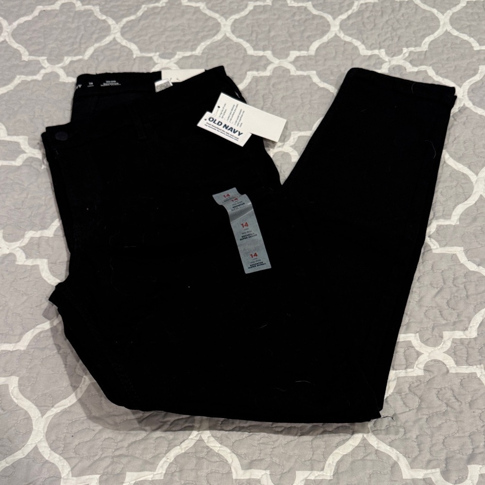 Old Navy Women's Mid-rise Rockstar Super Skinny Jeans - Black Sz 14 long